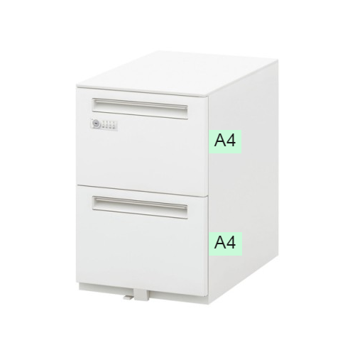 ウチダ STワゴン スタンダードタイプ ダイヤル錠タイプ A4-2段 ホワイト W396×D585×H606 ST-A4-2-606DN/5-118-5610