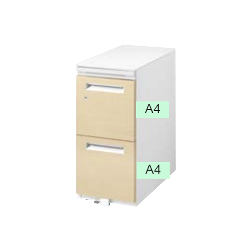 ウチダ STワゴン 木目タイプ スリムワゴン シリンダー錠タイプ A4-3段　オフホワイト W296×D585×H650 ST-A4-3-650SK SL/5-118-8313
