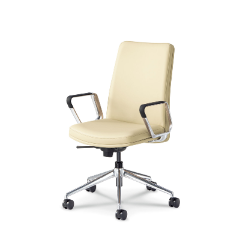 ウチダ 高級チェア ECチェア(イーシーチェア) レザー張り 背パッド付 肘付 EC220HL 5-358-1320/5-358-1323