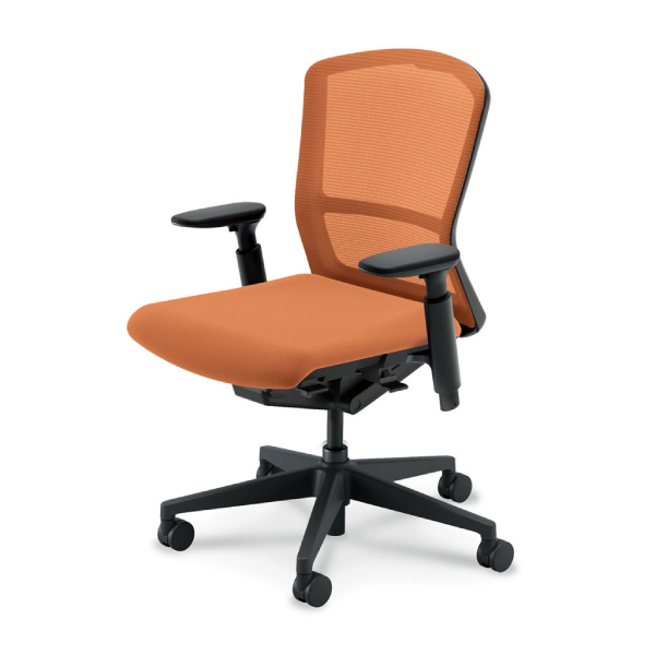 内田洋行 エルフィチェア メッシュ ブラックフレーム ミドルバック ブラック脚KAAB型肘 ナイロンキャスター 5-360-105