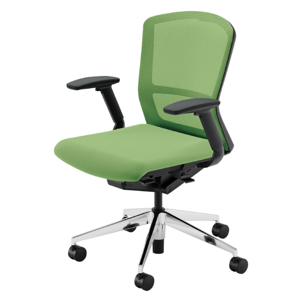 内田洋行 エルフィチェア メッシュ ブラックフレーム ミドルバック ポリッシュ脚 KAAB型肘 ナイロンキャスター 5-360-125