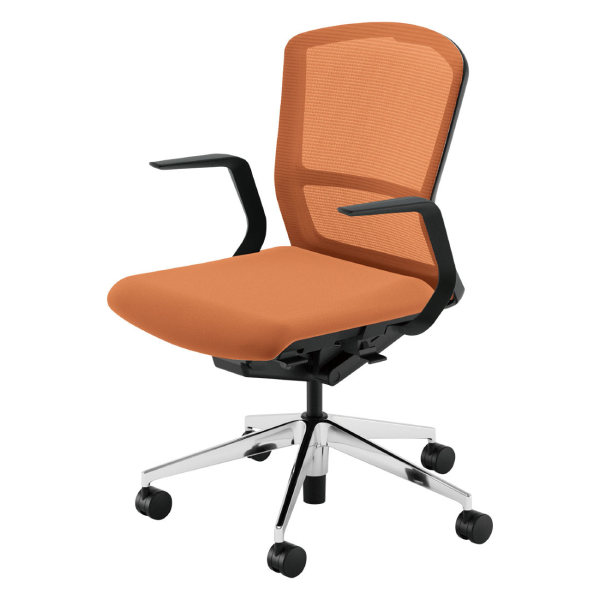 ウチダ エルフィチェア メッシュ ミドルバック L型肘(ELAW型/ELAB型) ウレタンキャスター 5-360-191/5-360-131