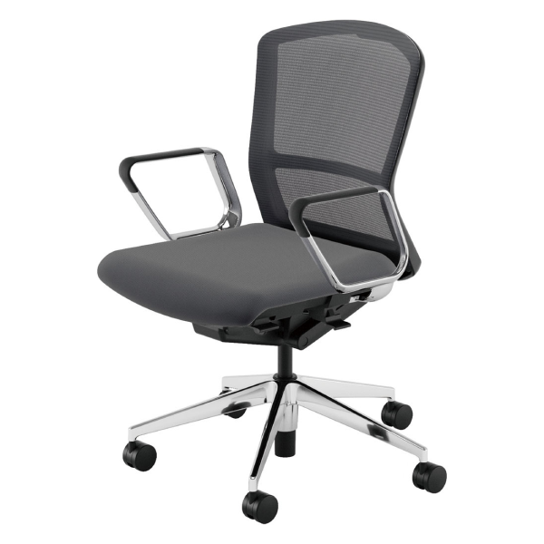 ウチダ エルフィチェア メッシュミドルバック アルミリング肘(EARPA型) ウレタンキャスター 5-360-196/5-360-136