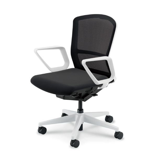 ウチダ エルフィチェア メッシュ ミドルバック リング肘(ERAW型) ナイロンキャスター 5-360-143/5-360-163