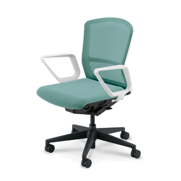 ウチダ エルフィチェア メッシュ ミドルバック リング肘(ERAW型) ナイロンキャスター 5-360-143/5-360-163