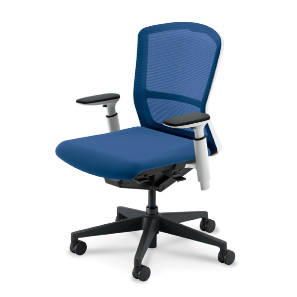 内田洋行 エルフィ メッシュ ホワイト枠 ミドルバック ブラック/ホワイト脚 KAAW型肘 ウレタンキャスター 5-360-155/-175