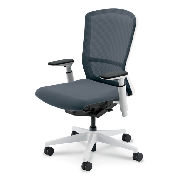 内田洋行 エルフィ メッシュ ホワイト枠 ハイバック ブラック/ホワイト脚 KAAW型肘 ウレタンキャスター 5-360-255/-275