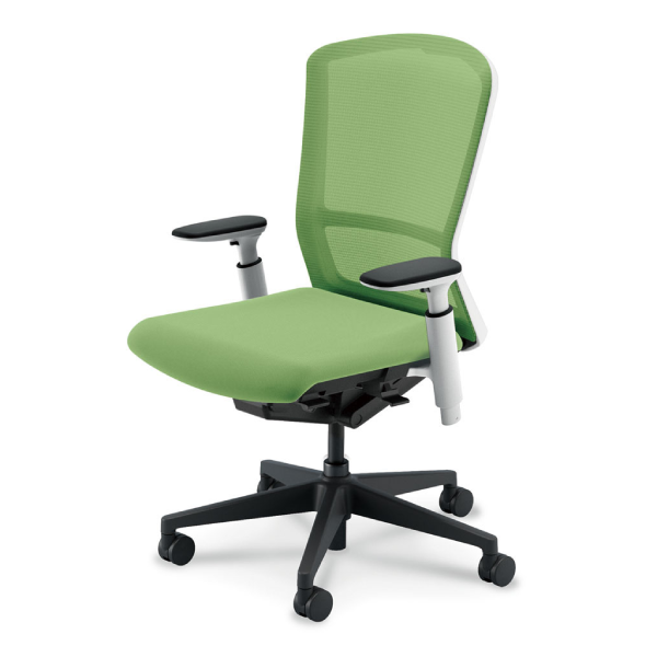 内田洋行 エルフィ メッシュ ホワイト枠 ハイバック ブラック/ホワイト脚 KAAW型肘 ナイロンキャスター 5-360-245/-265