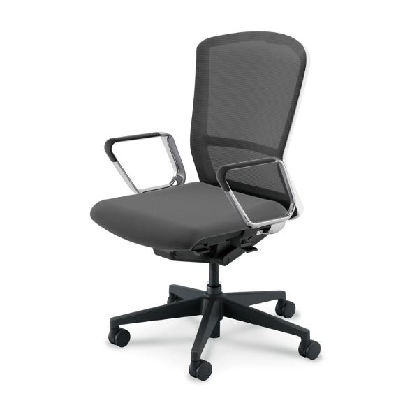 ウチダ エルフィチェア メッシュハイバック アルミリング肘(EARPA型) ナイロンキャスター 5-360-246/5-360-266