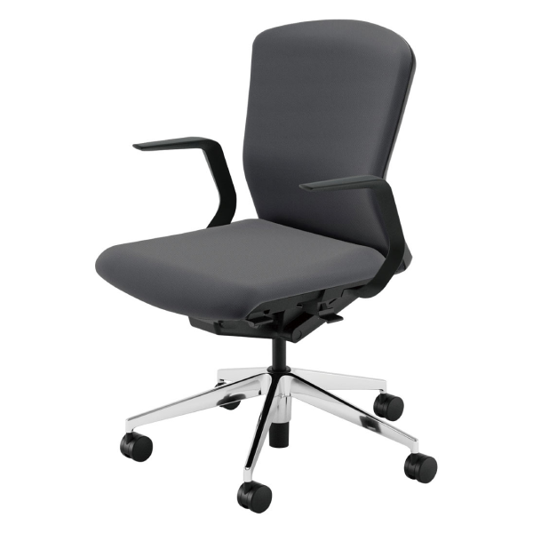 ウチダウチダ エルフィチェア クロス ミドルバック L型肘(ELAW型) ナイロンキャスター 5-360-381/5-360-321