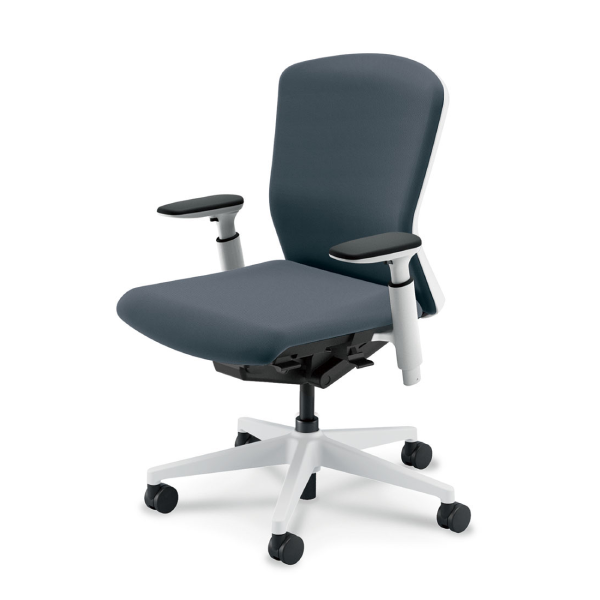 エルフィ 樹脂カバーバック ホワイト枠 ミドルバック ブラック/ホワイト脚 KAAW型肘 ウレタンキャスター 5-360-355/-375