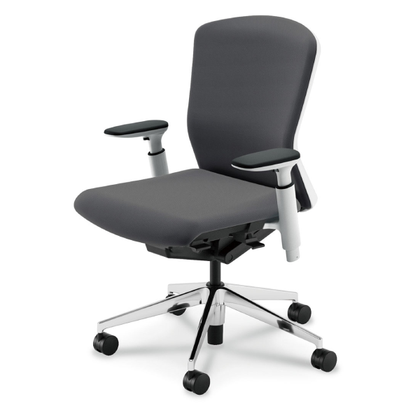 ウチダ エルフィチェア 樹脂カバーバック ホワイトフレーム ミドルバック ポリッシュ脚 KAAW型肘 ウレタンキャスター 5-360-395