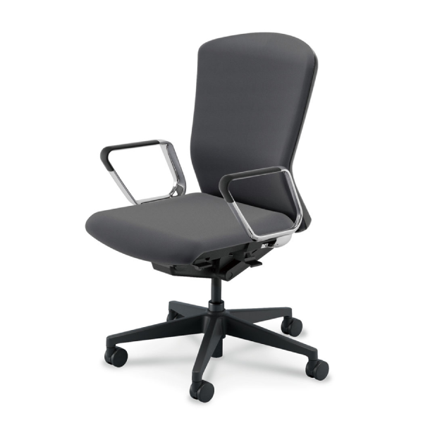 ウチダ エルフィチェア クロス ハイバック アルミリング肘(EARPA型) ナイロンキャスター 5-360-406