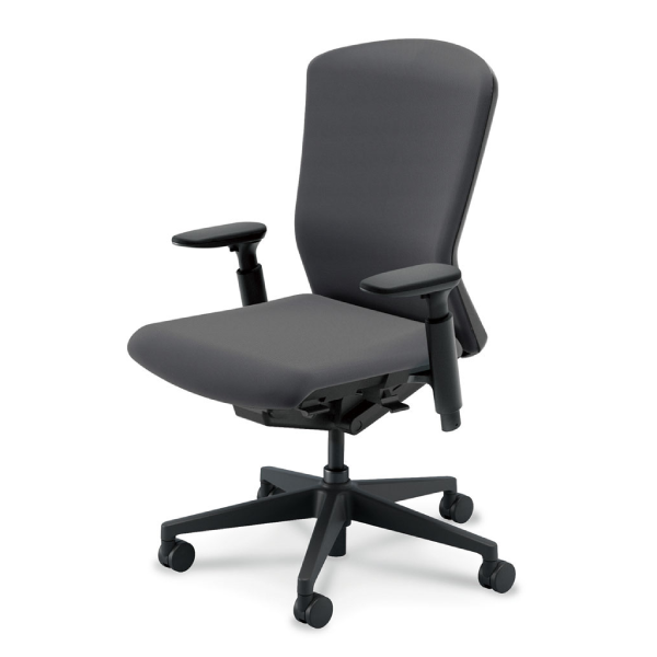 内田洋行 エルフィチェア 樹脂カバーバック ブラックフレーム ハイバック ブラック脚 KAAB型肘 ウレタンキャスター 5-360-415