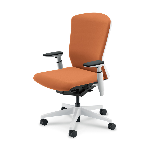 内田洋行 エルフィ 樹脂カバー/ハイバック ホワイト枠 ブラック/ホワイト脚 KAAW型肘 ナイロンキャスター 5-360-445/-465