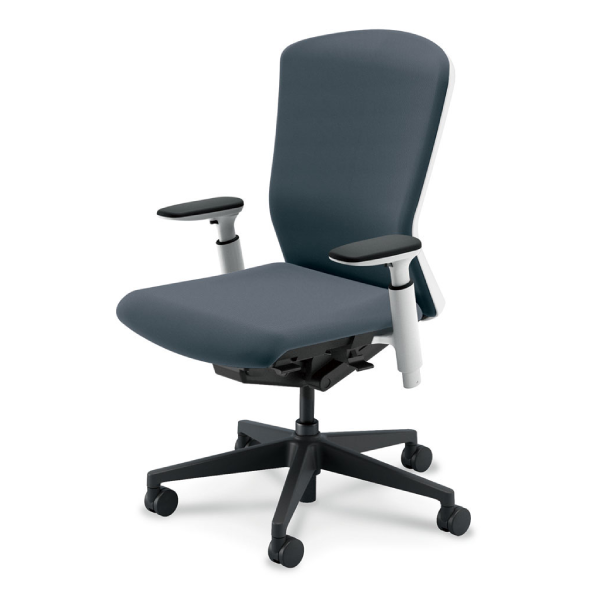 ウチダ エルフィチェア クロス/ハイバック ホワイト枠 ブラック/ホワイト脚 KAAW型肘 ナイロンキャスター 5-360-645/-665