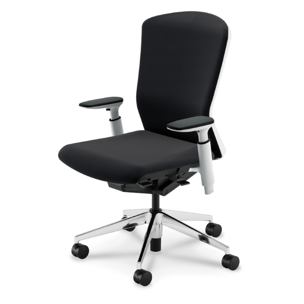 内田洋行 エルフィチェア 樹脂カバーバック ホワイトフレーム ハイバック ポリッシュ脚 KAAW型肘 ウレタンキャスター 5-360-495