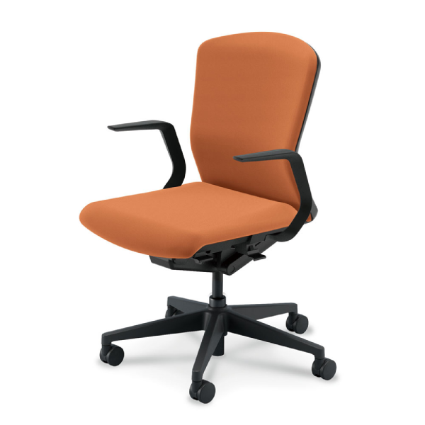 内田洋行ウチダ エルフィチェア 両面クロスミドルバック L型肘(ELAW型) ナイロンキャスター 5-360-501