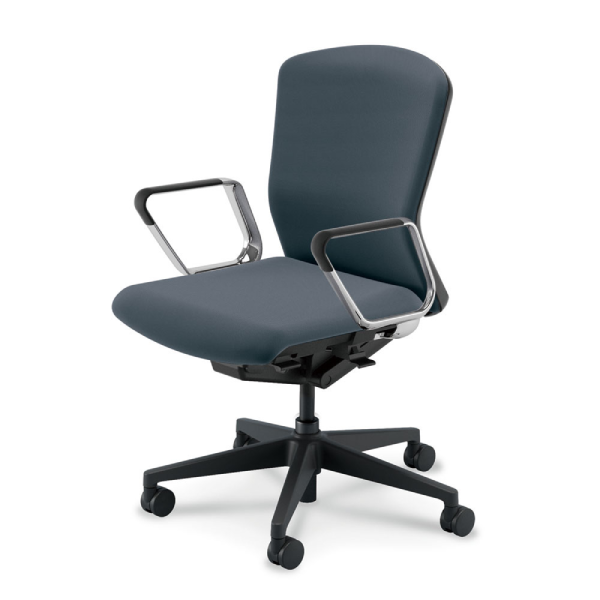 ウチダ エルフィチェア 両面クロスミドルバック アルミリング肘(EARPA型) ナイロンキャスター 5-360-506