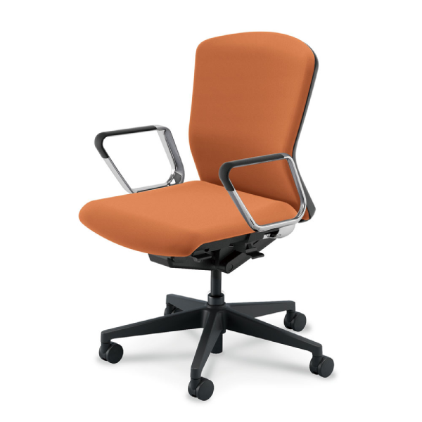 ウチダ エルフィチェア 両面クロスミドルバック アルミリング肘(EARPA型) ナイロンキャスター 5-360-506