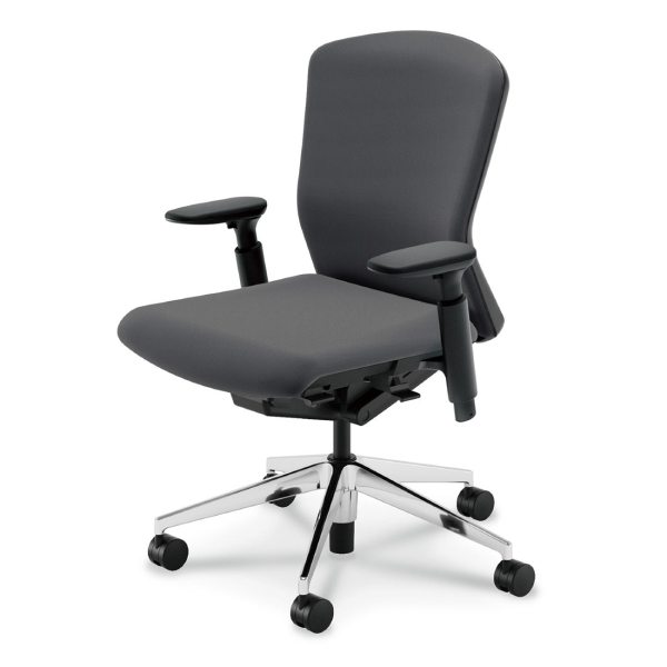 内田洋行 エルフィチェア クロスバック ブラックフレーム ミドルバック ポリッシュ脚 KAAB型肘 ウレタンキャスター 5-360-535