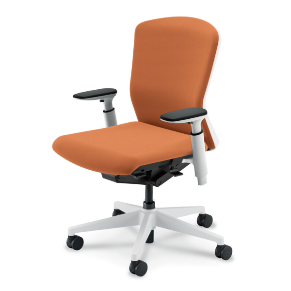 内田洋行 エルフィ クロス/ミドルバック ホワイト枠 ブラック/ホワイト脚 KAAW型肘 ウレタンキャスター 5-360-555/-575