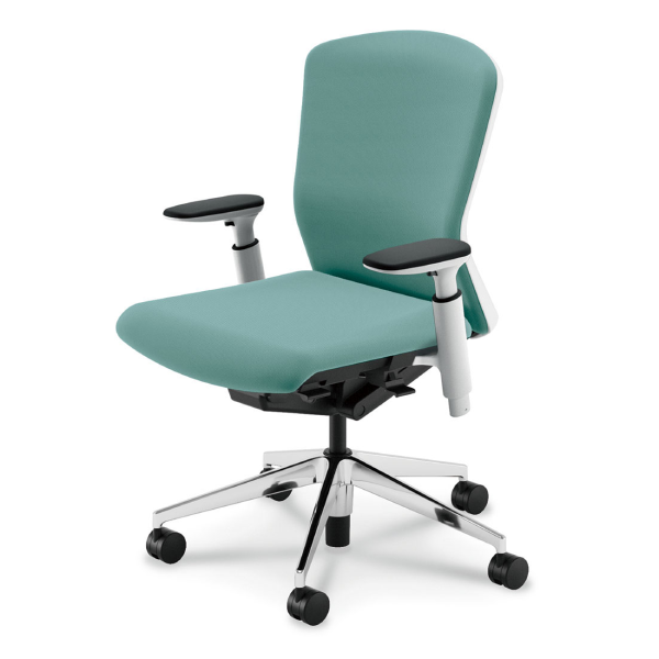 内田洋行 エルフィチェア クロスバック ホワイトフレーム ミドルバック ポリッシュ脚 KAAW型肘 ナイロンキャスター 5-360-585