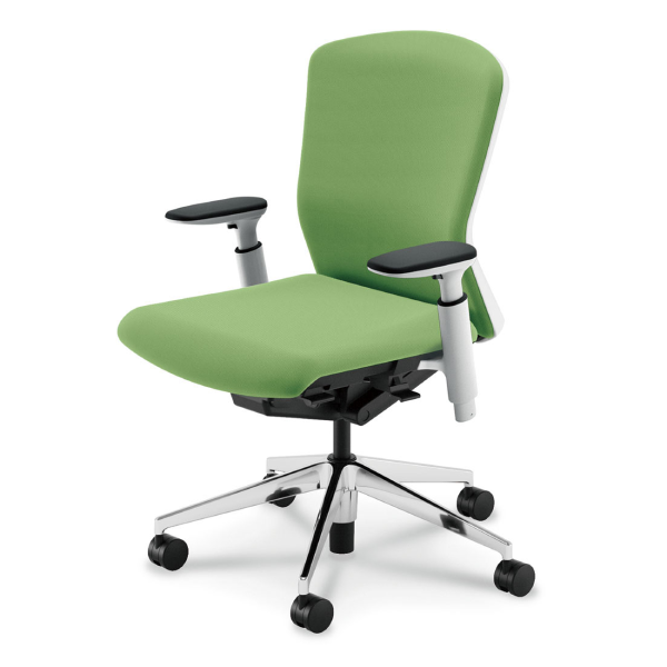 内田洋行 エルフィチェア クロスバック ホワイトフレーム ミドルバック ポリッシュ脚 KAAW型肘 ウレタンキャスター 5-360-595