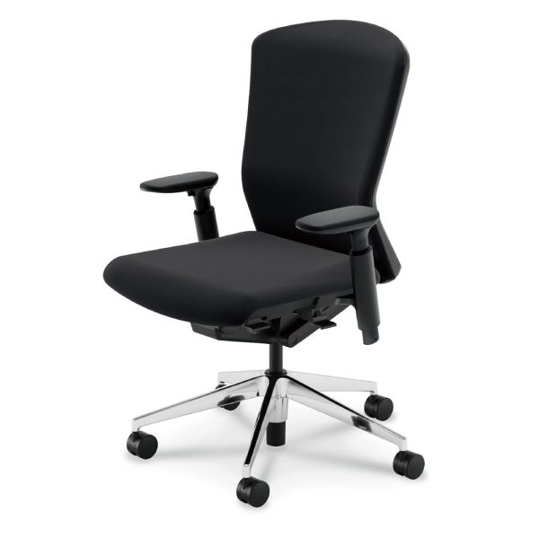 内田洋行 エルフィチェア クロスバック ブラックフレーム ハイバック ポリッシュ脚 KAAB型肘 ナイロンキャスター 5-360-625