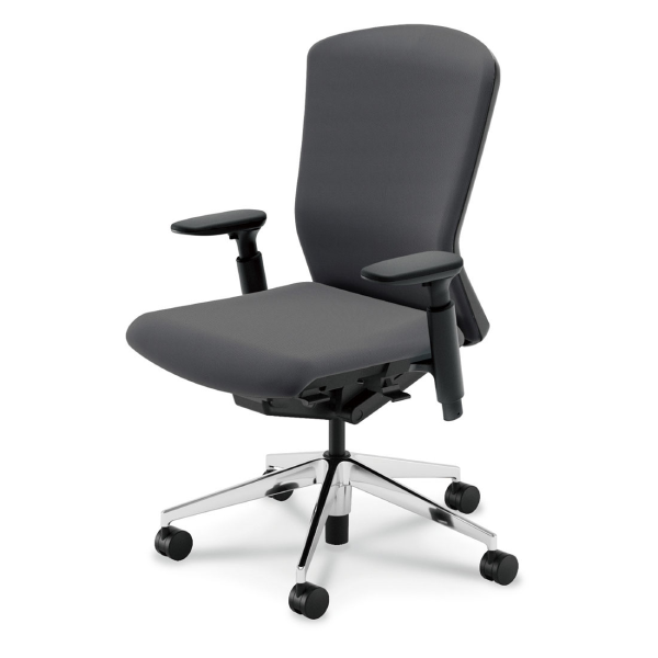 内田洋行 エルフィチェア クロスバック ブラックフレーム ハイバック ポリッシュ脚 KAAB型肘 ウレタンキャスター 5-360-635