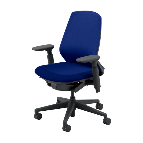 ウチダ ニンバスチェア ミドルバック ブラック脚 アジャスタブル肘 ランバーサポート付  NA-130BBAA-PUL/5-373-1362