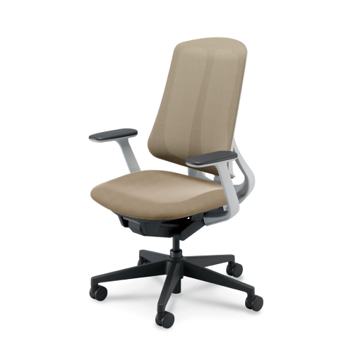 リーフレクチェア ハイバック ブラック樹脂脚 T型肘 ナイロンC ホワイト/ブラックフレーム 5-378-303/5-378-103