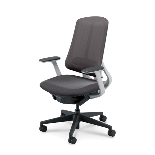 リーフレクチェア ハイバック ブラック樹脂脚 T型肘 ランバー付 ナイロンC ホワイト/ブラックフレーム 5-378-403/5-378-203