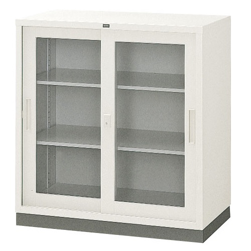 ウチダ 書庫 引違い書庫 シリンダー錠 3×3型ガラス戸 JIS3号 棚板2枚 東日本地区 西日本地区/5-847-2600