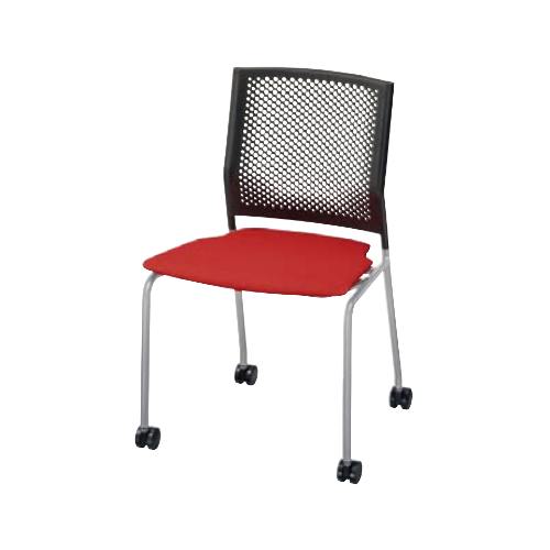 ウチダ ミーティングチェア FM-500シリーズ(エフエム500) 肘なし シルバーメタリック脚 背ブラック FM-510B SM脚 6-112-503□