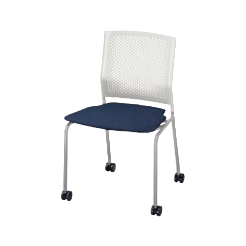 ウチダ ミーティングチェア FM-500シリーズ(エフエム500) 肘なし シルバーメタリック脚 背ホワイト FM-500W SM脚 6-112-504□