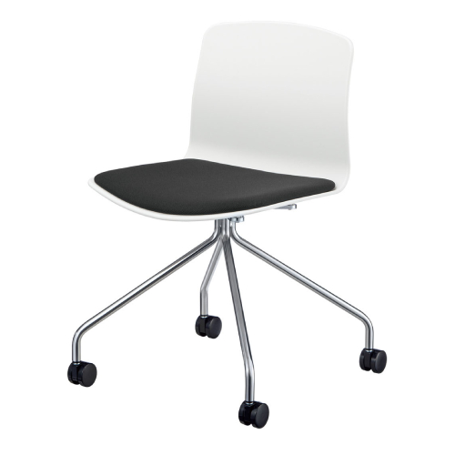 ウチダ ミーティングチェア ricco-N(リッコ-エヌ) 4本脚キャスター付 メッキ仕上げ 座パッド RIC-550NP 6-115-34