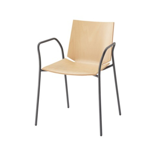 ウチダ ミーティングチェア ヘーゼル メタリックグレイ脚 布張り 4本脚アーム付 背・座ヌード HZL-130MN 6-116-1□00