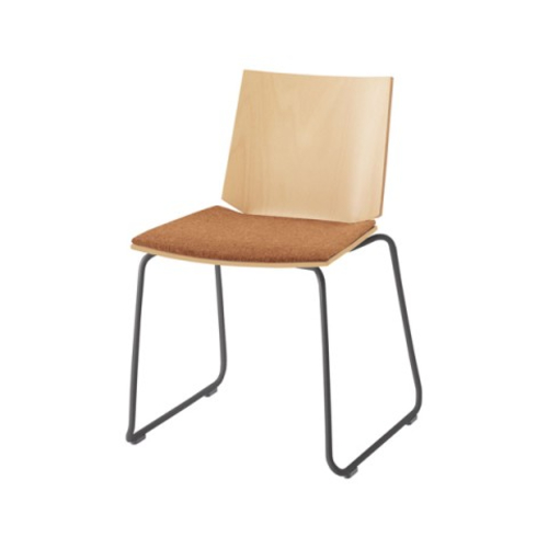 ウチダ ミーティングチェア ヘーゼル メタリックグレイ脚 布張り ループ脚 座パッド HZL-200MS 6-116-2□□□