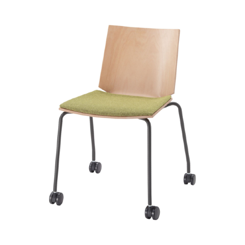 ウチダ ミーティングチェア ヘーゼル メタリックグレイ脚 布張り 4本キャスター脚 座パッド HZL-400MS 6-116-4□□□