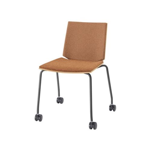 内田洋行ミーティングチェア ヘーゼル メタリックグレイ脚 布張り 4本キャスター脚 背・座パッド HZL-400MBS 6-116-4□□□