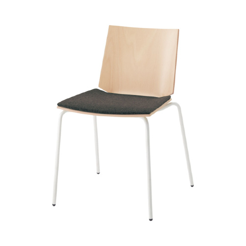 ウチダ ミーティングチェア ヘーゼル ホワイト脚 布張り 4本脚 座パッド HZL-100WS 6-116-5□□□