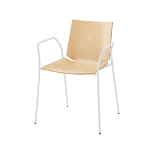 ウチダ ミーティングチェア ヘーゼル ホワイト脚 布張り 4本脚アーム付 背・座ヌード HZL-130WN 6-116-6□00