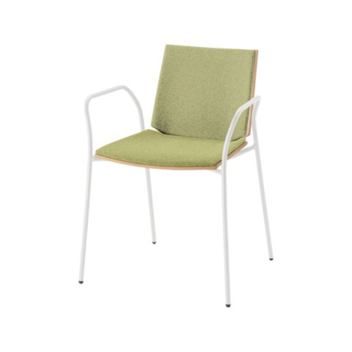 ウチダ ミーティングチェア ヘーゼル ホワイト脚 布張り 4本脚アーム付 背・座パッド HZL-130WBS 6-116-6□□□