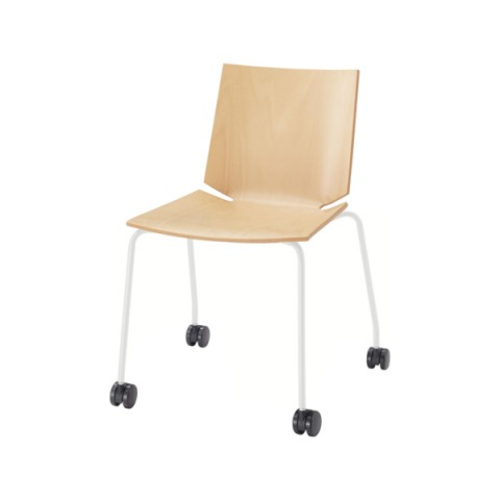 ウチダ ミーティングチェア ヘーゼル ホワイト脚 布張り 4本キャスター脚 背・座ヌード HZL-400WN 6-116-9□00