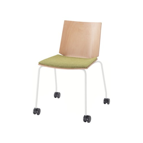 内田洋行 ミーティングチェア ヘーゼル ホワイト脚 布張り 4本キャスター脚 座パッド HZL-400WS 6-116-9□□□