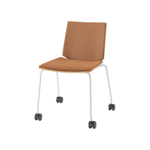 内田洋行 ミーティングチェア ヘーゼル ホワイト脚 布張り 4本キャスター脚 背・座パッド HZL-400WBS 6-116-9□□□