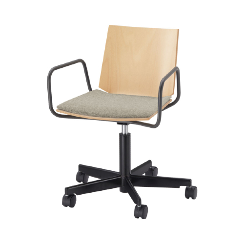 ウチダ ミーティングチェア ヘーゼル 5本脚 布張り 5本回転脚アーム付 座パッド HZL-530S 6-117-2□□□