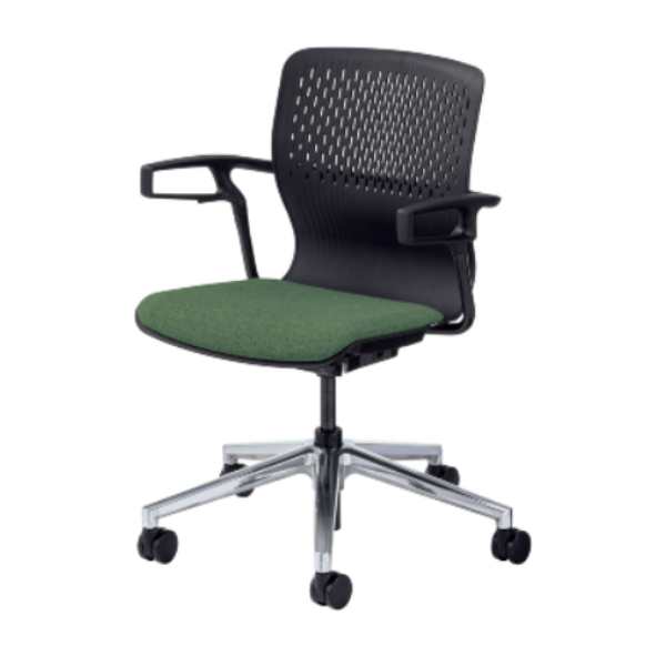 内田洋行 ミーティングチェア カゼトラチェア (Cazetora) 5本回転脚 背ヌード 肘付 ウレタンキャスター 6-118-143