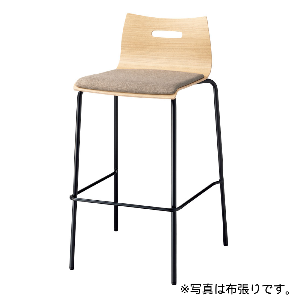 内田洋行 ミーティングチェア リフレッシュタイプチュア RBK-2N 4本脚 ハイタイプ ブラック脚 ビニールレザー張り 6-450-545